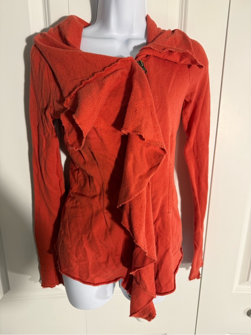Free People Orange Ruffle-Front Hoodie - Picture 5 of 8